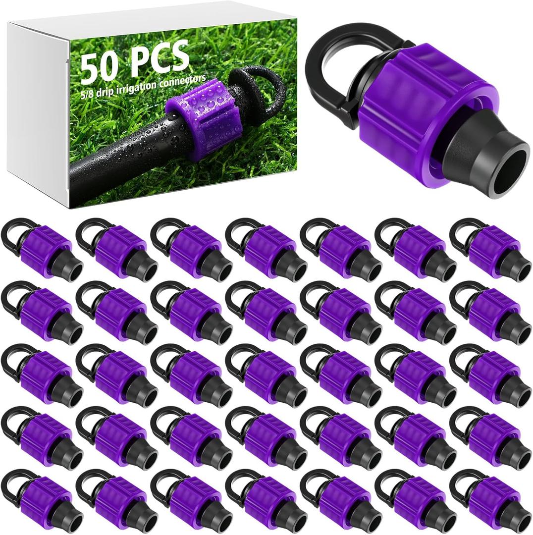 Tujoe 50 Pcs Drip Tape End Plugs 5/8 Inch Irrigation Tubing Connector End Cap Drip Tape Fittings Coupling Compatible with Most 16-17 mm Tube or Sprinkler System
