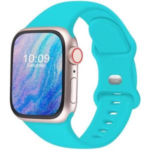 CREFORT Sport Bands Compatible with Apple Watch 46mm 38mm 40mm 41mm 42mm 44mm 45mm 49mm for Women Men, Soft Silicone Accessory Strap Wristband for iWatch Series 11 10 9 8 7 6 5 4 3 2 1 SE Ultra Teal