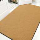 OLANLY Front Door Mat, Low Profile Doormat, Stain and Fade Resistant, Easy to Clean, for Indoor and Outdoor Entrances, Patio Porch or Entryway, Brown (35x23 Inch, Plain Brown)
