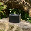 12.79 H Outdoor Water Fountain Made with Eco-Friendly Recyclable Materials, Polyethylene Square Bubbler Outdoor Fountain, Garden Decor with LED Light for Patio, Porch, Backyard
