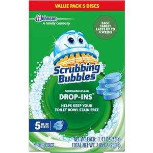 Scrubbing Bubbles Toilet Bowl Tablets, Continuous Clean Toilet Drop In Discs, Each Tablet Provides 4 Weeks of Protection Against Stains and Build Up, 5 Count (Pack of 1)