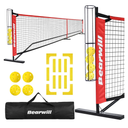 Pickleball Net, 22 FT Pickleball Net for Driveway, Regulation Size Portable Pickle Ball Net for Outdoor Backyard, Steady Metal Frame with Court Marker, Ball Holder, 4 Pickleballs & Carry Bag