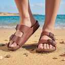 ZURIN Leather Platform Sandals for Women, Chunky Sandals with Arch Support | Arch Support, Suede, Slip On, Double Buckle Footwear, for Summer Beach Walking Indoor Outdoor
