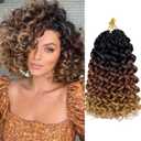 Vomella GoGo Curl Crochet Hair 8 Packs Water Wave Hair 10 Inch Curly Crochet Hair for Women Short Beach Curl Hair Synthetic Deep Twist Hair Extensions(1B/30/27#)