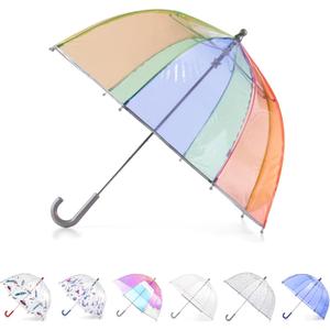 totes Kids Clear Lightweight Dome Canopy Bubble Umbrella with Wind and Rain Protection