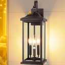 1-Pack 23 Dusk to Dawn Outdoor Light Fixture Oil Rubbed Bronze 3-Light, Extra Large Exterior Lighting Photocell Sensor Outside Wall Lantern for House Brown Porch Garage Light, E12