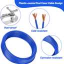 UNIFAMILY 100FT Pool Cover Cable and Winch Kit, Heavy-Duty Pool Cover Wire and 2 Aluminum Ratchet, Blue Plastic-Coated Steel Cable for Pool Covers Securing Swimmingpool Winter Cover (Blue