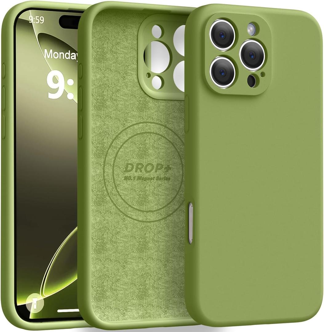 Ktele Magnetic for iPhone 16 Pro Max Case [Compatible with Magsafe] [Premium Silicone Satin-Smooth Touch] Slim Shockproof Anti-Scratch Microfiber Lining Case, 6.9 inch, Cedar Green