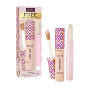 tarte icons shape tape concealer & maracuja juicy lip duo Full Coverage Concealer for Dark Circles & Fine Lines with Hydrating Nourishing Lip Gloss Balm, Vegan & Cruelty Free