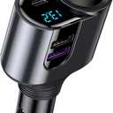 LIHAN USB C Car Charger, Cigarette Lighter Adapter,12V/24V Socket Splitter with 3 USB Ports, Type C PD Fast Car Charger Compatible for iPhone, Galaxy, iPad, GPS