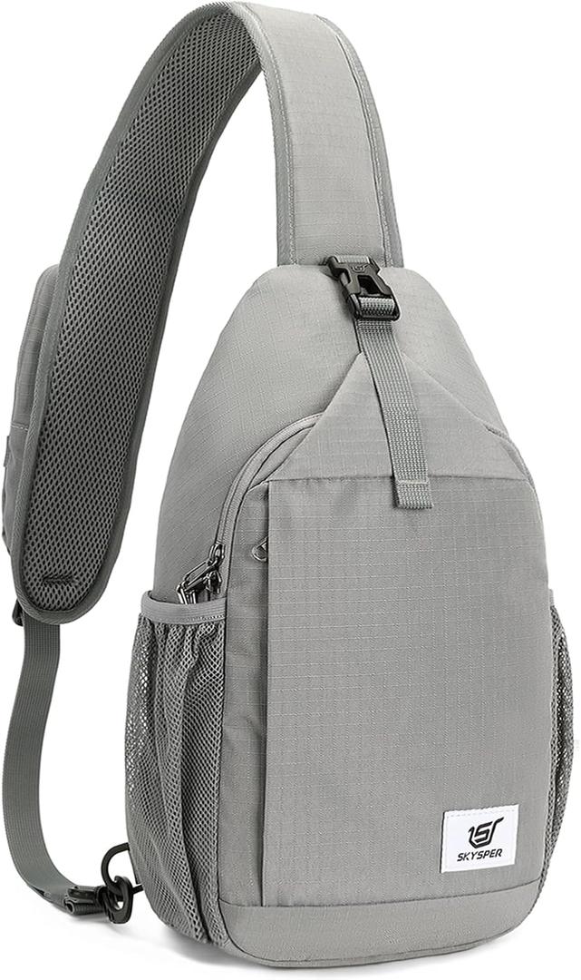 SKYSPER Sling Bag RFID Cross Body Bag Recycled Crossbody Backpack Travel Daypack (Gray)