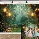 Spring Enchanted Forest Backdrop, Fairy Tale Wonderland Garden Backdrops for Photoshoot, Mushroom Butterfly Woodland Fairy Tea Party Decorations Photo Booth Studio Props Backdrops 9X6FT (Green)
