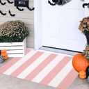 Pink and White Front Door Mat Outdoor 2'x3'Washable Layered Doormat
