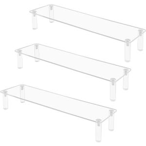 3 Pack Acrylic Shelves Clear Display Stand Riser Dessert Stands Perfume Stand Organizer Acrylic Stands for Display Food( 11.81"3.15"1.97", 1 Tier )