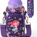 Water Bottle Carrier Bag with Strap for Kids - Water Bottle Bag Holder with Padded Strap Pocket 10/12/14/16/18Oz for Boys Girls School Walking Hiking Camping