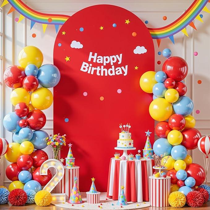 Red Arch Backdrop Cover, 6FT Spandex Fitted Wedding Arch Stand Covers 2-Sided Round Top Chiara Stretchy Arch Backdrop Cover for Wedding Birthday Party Baby Shower Banquet Decoration