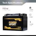 ExpertPower YTZ14S / YTZ12S Motorcycle Battery ETZ14S - SLA AGM 12V 11.2Ah 230 CCA for VT750C Shadow Spirit Aero, 12 Volt Generator, AN400 Burgman Scooter Battery with Nut & Bolt Terminals