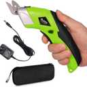 Cordless Electric Scissors, VLOXO Cardboard Cutter Electric Fabric Scissors with Blades Rechargeable Powerful Fabric Cutter for Crafts Leather Carboard Carpet Plastic Felt with Case Green