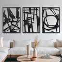AMAATE 3 Piece Modern Abstract Black Metal Wall Art, Minimalist Geometric Line Art Wall Sculptures, Hollow Out Metal Hanging Decor for Living Room Bedroom Office Home Decor, 11" X 14.6" in