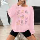 KIDDAD Magical Princess Sweatshirts for Women Cute Embroidered Long Sleeve Sweater Magic Family Vacation Pullover Top (Pink, XXL)