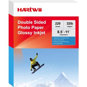 220 Pack Double Sided Photo Paper Glossy Inkjet 8.5x11 32lb 120gsm A4 Letter Size for All Dye Ink Printers for Custom Chip Bag Party Favors, Brochure Paper, Flyers Paper