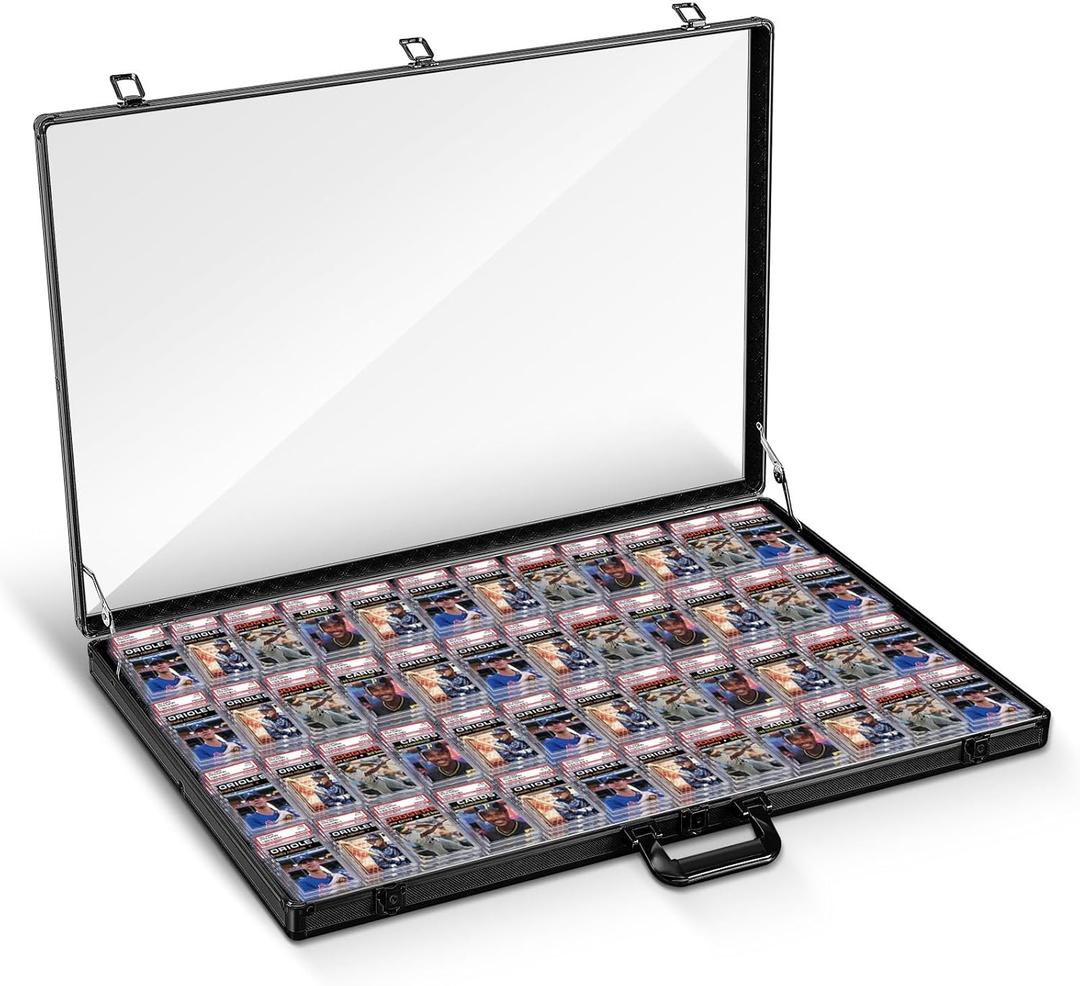 Trade Show Display Case Table Top Portable Aluminum Sports Card Display Case Frame with Clear Acrylic Showcase with Locks for Jewelry Craft Collector Shows (34"x22", Black)