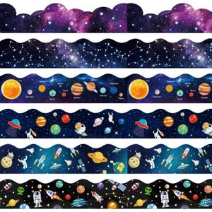 Containlol Borders for Bulletin Board Decoration, 118 ft Outer Space Scalloped Trim Classroom Bulletin Board Borders for School Office Whiteboard Wall Poster Chalkboard Decor