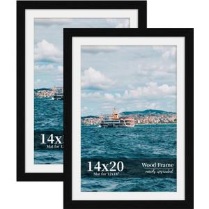 14x20 Picture Frame Set of 2, Wood Frame with Real Glass, Wide Border, 14X20 in