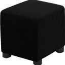 Ottoman Cover Square Folding Storage Ottoman Slipcovers Jacquard Stretch Cube Footrest Foot Stool Covers Protector with Elastic Band (Small,Black) (S- Length&Width:13-18"/Height:15-18")