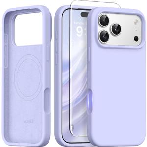 GONEZ Magnetic for iPhone 17 Pro Max Case, [Compatible with MagSafe] Anti-Scratch Microfiber Lining & Screen Protector, Silicone Camera Control, Shockproof Slim Phone Cover 6.9 inch, Lilac