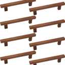 Semetall 8Pcs Walnut Wood Drawer Pulls,5 inch Hole Center Pull Handles Wood,Wooden Handles for Dresser Drawers,Cabinets,Kitchen,Wardrobe