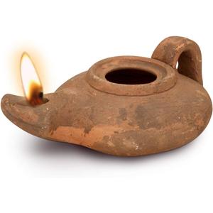 Herodian - Biblical Classic with Handle - Replica Ancient Clay Oil LAMP & Certificate of Authenticity Hanukkah-Judaica/Christian Gift (Herodian - Biblical Brown With Handle)