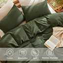 Bedsure 100% Muslin Cotton Duvet Cover Queen Size - Ultra-Soft Gauze Duvet Cover, PureWoven Breathable & Lightweight Bedding Set with Zipper Closure and Corner Ties (Olive Green, Queen, 90"x90")
