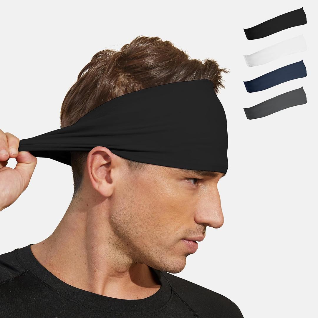 2 x VIMPEP Tenacious Sports Headbands for Men Soft Feeling Non Silp Sweatband Workout Headband for Running,Cycling,Basketball,Tennis,Yoga Fitness Stretchy Quick-Dry Hairband for Unisex (3/4/6 Pack) (Gray)