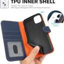 Zouzt for iPhone 11 6.1" Genuine Leather Wallet Case with Card Holder, for MagSafe Magnetic Wireless Charging, Flip Folio Book Kickstand Shockproof Cover Women Men iPhone 11 - Litchi Blue