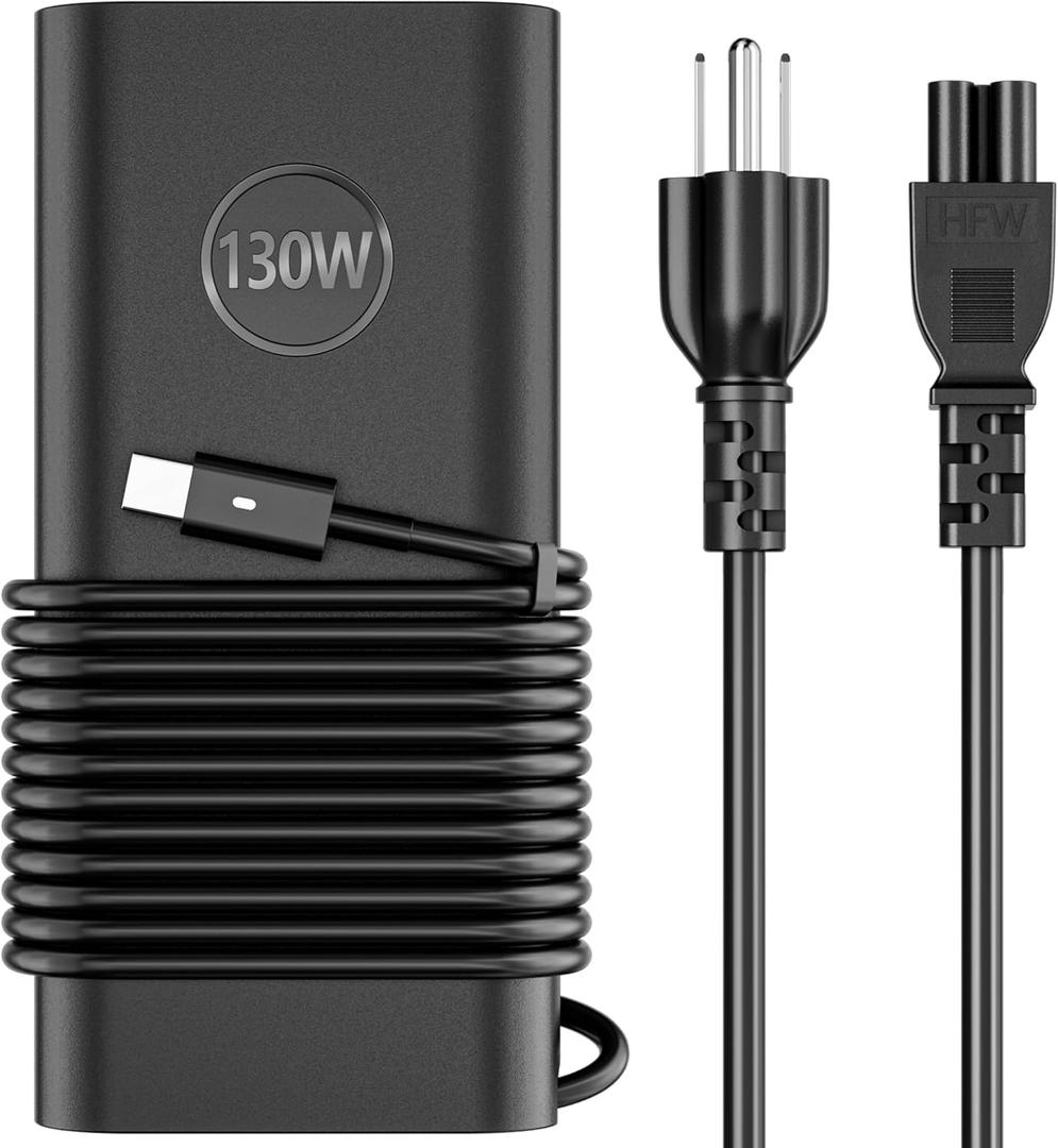 130W USB C Laptop Charger Compatible with Dell XPS 15 17 2in1 9575 9500, Precision 5550 5530 5750 3560, Latitude 7410 7310 7210 9410 9510 9575 5420 5520 5510 Type C Adapter