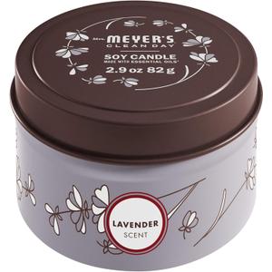 MRS. MEYER'S CLEAN DAY Soy Tin Candle, 12 Hour Burn Time, Made with Soy Wax and Essential Oils, Lavender, 2.9 Oz