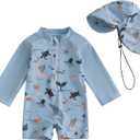 Hnyenmcko Baby/Toddler Boy Rash Guard Swimsuit Long Sleeve One Piece Zipper Swimwear Sunsuit Infant Bathing Suit Beachwear