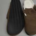 Fuzzy Suede Clogs for Women Fur Lined Leather Mules Soft Non Slip Potato Shoes with Arch Support Coffee 41