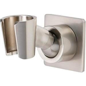 Shower Head Holder All Metal Handheld Shower Wand Bracket Adhesive Shower Wall Mount Holder Brass Shower Spray Holder Brushed Nickel, Drill Free Glue Installation