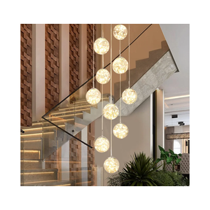 10-Light LED Staircase Chandelier Crystal Ceiling Lights Large Chandeliers for High Ceilings, Entryway Modern Lighting Fixture Villas and Stairs, Adjustable Length 16" W x79H，50W