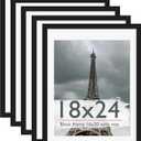 18x24 Frame Black 5 Pack, Display Pictures 16x20 with Mat or 18 x 24 without Mat with HD Plexiglass Durable and Scratch-proof for Horizontal or Vertical Wall Mounting