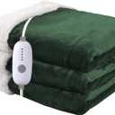 Heated Blanket Electric Blanket Full Size 72''x84'', Soft Flannel Heating Blanket with 10 Hour Auto Off - 5 Heat Settings - Machine Washable - Grass Green