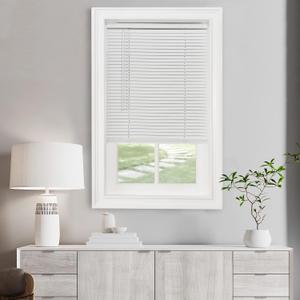 Cordless Light Filtering Mini Blind - 71 Inch Width, 64 Inch Length, 1" Slat Size - Pearl White - Cordless GII Morningstar Horizontal Windows Blinds for Interior by Achim Home Decor