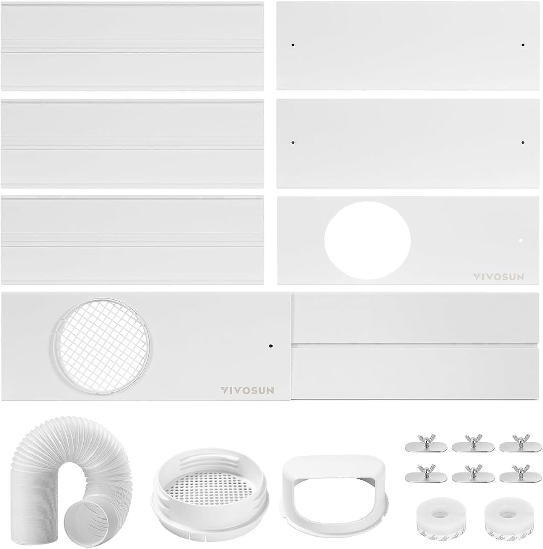 VIVOSUN Portable AC Sliding Door Vent Kit, 16.9"/21.2"-88.6" Length Adjustable, Fits 5.1" & 5.9" Exhaust Hose for Sliding Doors or Windows, 5.9” Exhaust Hose Included