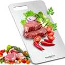 Titanium Cutting Boards, 100% Pure Titanium Kitchen Cutting Board, Double-Sided Non-Toxic Cutting Board, Ideal for Slicing and Dicing Meats, Features Handle, Dishwasher Safe,13"L*8"W