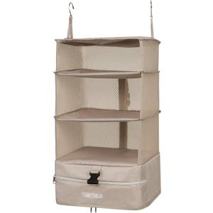 TABITORA Portable Hanging Travel Shelves Bag Packing Cube Organizer Suitcase Storage Large Capacity Beige L+XL
