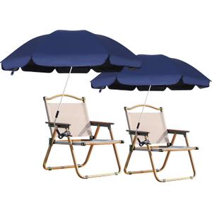 Blissun 2 Pack Chair Umbrella with Clamp, Adjustable Umbrellas for Chair, UPF50+ Sun Shade Umbrella for Beach Chair, Wheelchair, Camping Chair, Patio Chair, Golf Carts, Navy Blue