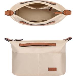 GIVLEFLY Purse Organizer Inserts with Zipper Protecting Privacy Multiple Pockets Tote Bag Organizer Lightweight Handbag Dividers with Handle,Fit for Anjou mini and Filed Tote Small(Beige,Mini)