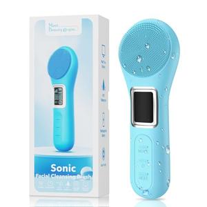 WOVAZUS Facial Cleansing Brush, IPX7 Waterproof Rechargeable Silicone Face Scrubber, 5 Cleansing Modes, Exfoliating & Massaging Face Scrubber Exfoliator - Sky Blue